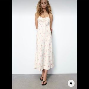 Zara satin flower maxi dress